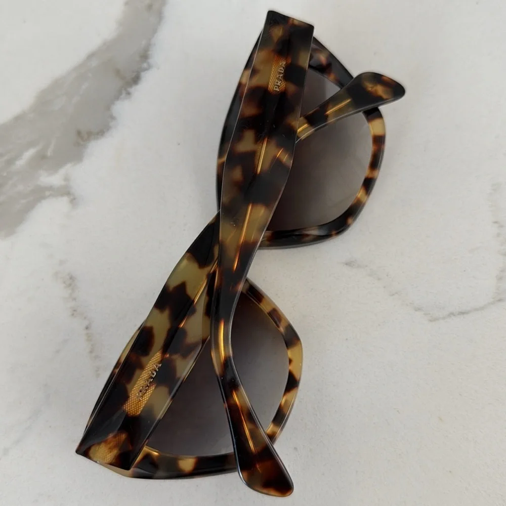 Prada Cat Eye Sunglasses Marbled Tortoise Brown Lens - Picture 12 of 15